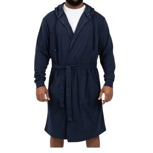 The Duderobe Men’s Luxury Hooded Bathrobe Size Large XL New Blue